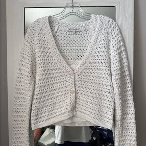 White + Warren Button Cardigan Sweater and Tank Set